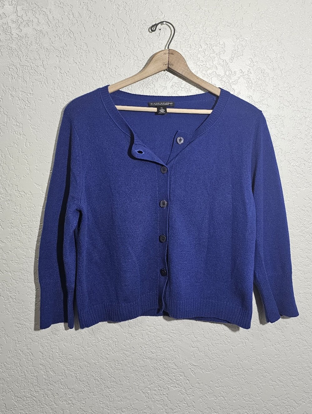 Elena Solano 2-Ply Cashmere Royal Blue Cardigan